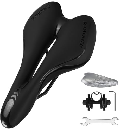 ENJOHOS Sillin Bicicleta MTB, Sillín Bicicleta Muy Comodo, Asiento de Bicicletas Impermeable, Sillin Antiprostatico, Sillín Bicicletas de Carretera Estática Montaña Gravel, Accesorios Bici - Negro