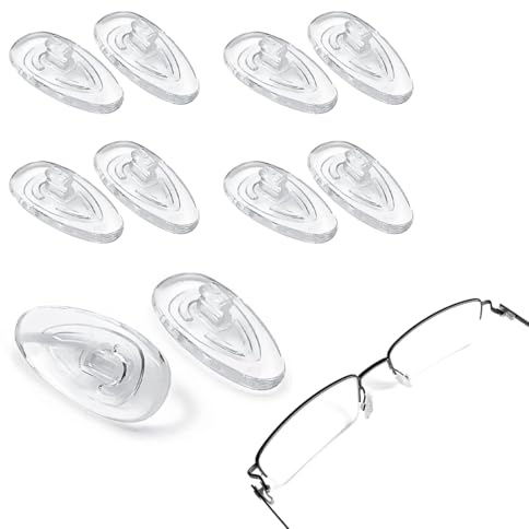 SGERUFZ 5 Paires Plaquettes de Nez à Insérer, Coussinets Antidérapants pour Lunettes, Silicone Doux, Accessoires pour Lunettes et Lunettes de Soleil (Transparent)