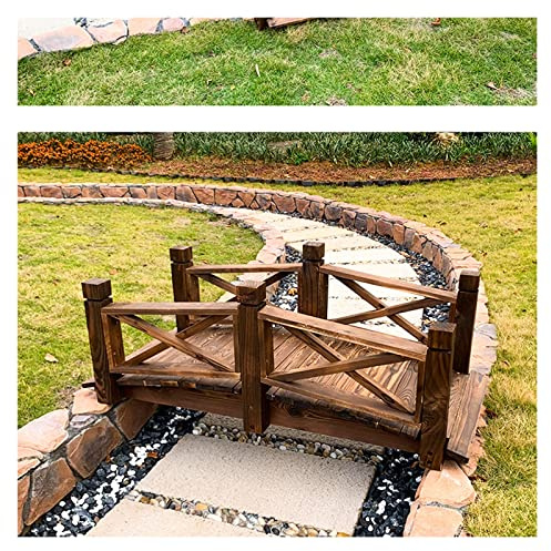 Puente de jardín al aire libre, diseño clásico de arco con rieles laterales para estanques, arroyos y arroyos