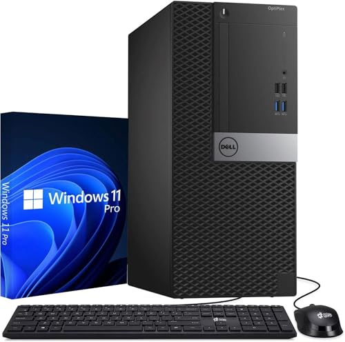 Dell Tower Desktop PC – Intel Core i7-7700 7th Gen Processor – 16GB DDR4 RAM – 512GB SSD – Keyboard & Mouse – Wi-Fi – Office, Home, Business Desktop Computer Windows 11 Pro (Renewed)