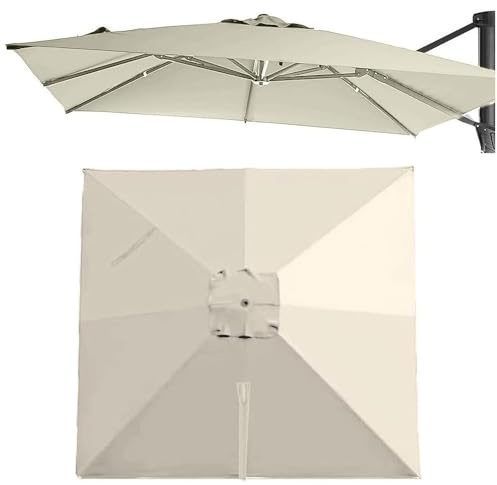 Telo Di Ricambio Per Ombrellone Da Giardino Quadrato 3x3.0m Copertura Di Ricambio Per Ombrellone A Sbalzo, Tessuto Di Ricambio Per Ombrelloni Da Mercato(Beige,3x3.0m/9.8x9.8ft)