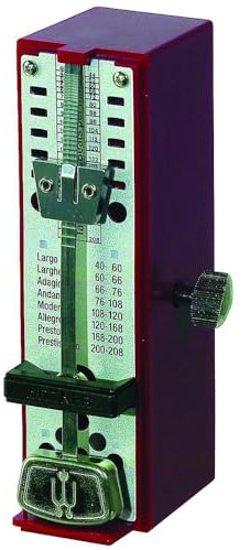 Wittner Metronom Taktell Super-Mini Serie 880 - Kunststoffgehäuse - Ohne Glocke - Rubinrot - Mechanisch zum Aufziehen - Keine Batterien erforderlich - Made in Germany