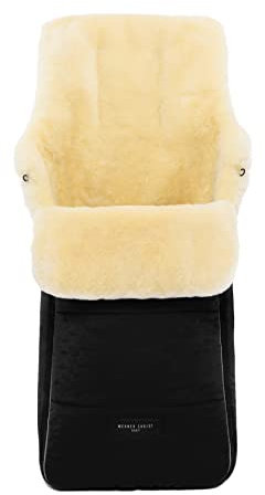 Werner Christ Baby, Lammfell-Fußsack Arosa – warme Buggy, Kinderwagen-Fußsack (Kinder ab 6 bis 36 Monate), medizinisches Fell, in Black (schwarz)