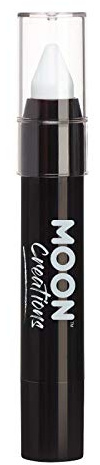 Moon Creations Face Paint Stick Body Crayons | White | 3.2g | Sweat Proof & Water-Resistant Face Paint | Cruelty Free, Made in UK | For Kids, Adults, Fancy Dress, Festivals, Halloween