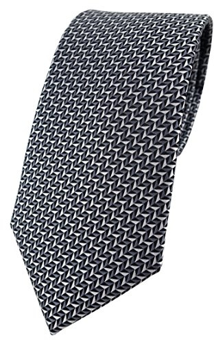 TigerTie Corbata de diseñador en plata, negro y gris estampado, Plata Negro Gris, Krawattengröße: ca. Länge 150 cm, Breite 8 cm
