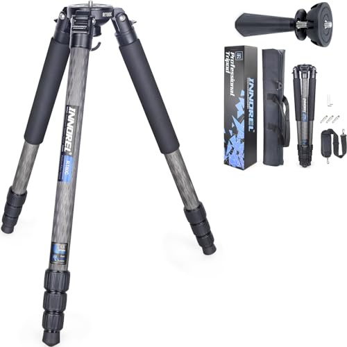 INNOREL RT80C kolfiber skål stativ 160 cm/63 tum, vridlås professionellt slitstarkt kamerastativ ultrastabil maxrör 32 mm max belastning 20 kg, med 65 mm skåladapter/rostfria spikar/stativväska