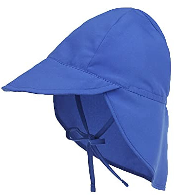 YAMEE Solhatt baby med nackskydd, flapperfiskarhatt barn UV-skydd, solhatt flicka strandhatt pojkar hatt solhatt vikbar, sommar barnhatt 3 månader – 5 år, blå, 48/54 cm
