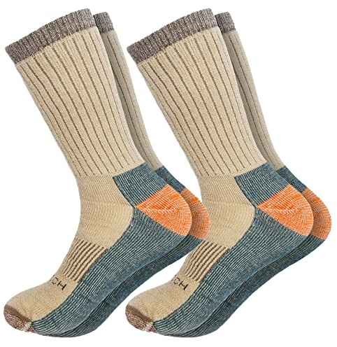 Woolrich Merino Wool Socks for Men - Made in USA, Crew Hiking Sock, Made of 78% Merino Lambswool w/Padded Arch, 2 Pairs