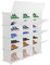 LEADZM Schuhschrank, 7-stufiger Schuhregal, Steckregal aus Kunststoff, mit Türen, Schuhaufbewahrung für 42 Paar Schuhe,für Schrank Flur Schlafzimmer, 120 x 30 x 120 cm, Weiß