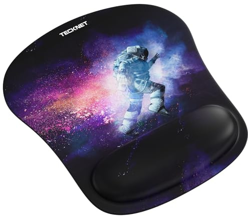 TECKNET Mouse Mat with Memory Foam Rest -Non-slip Rubber base- Special-Textured Water-Resistant Surface