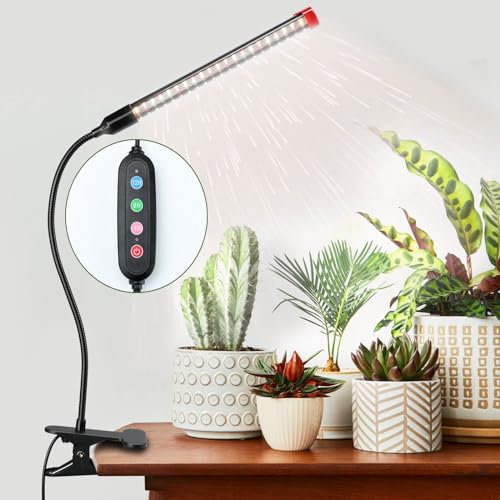 FECiDA Lampe de Croissance de Plantes d'intérieur 1000 lumens 9W, 2024 le plus Récent Clip Lampe de Croissance de Plantes d'intérieur, Lampe Végétale à Spectre Complet avec minuterie 4,8,12 Heures