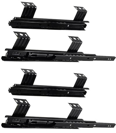 4 Pièces Coulisses À Billes 240mm 290mm Pour Tablettes De Clavier/Plate-forme/Étagère Ou Tiroir Sous Le Bureau, Glissières Et Rail Coulissantes En Acier, Noir, Charge 35kg