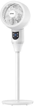 Zephir, Ventilatore Circolare a Piantana, Oscillazione automatica, Inclinazione Regolabile, 3 velocità, 3 altezze 45-65-90 cm, Telecomando e display LED, Timer 12 ore, Potenza 50W, Cavo 4m