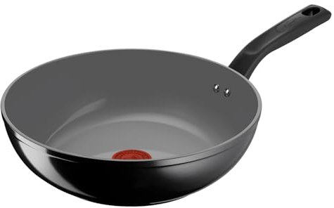 Lagostina Goccia Wok 28 cm, Rivestimento in Ceramica Antiaderente, Scorrevolezza Ottimale, Pulizia Facile, Ecologica, Thermo-Signal, Sicura, Compatibile con Induzione