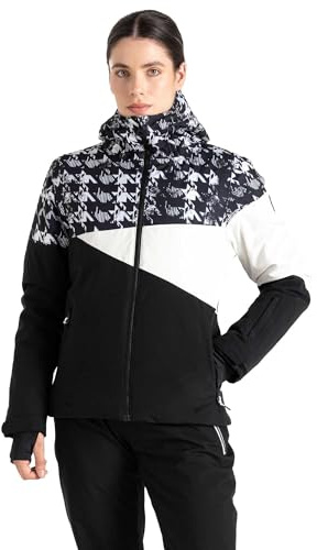 Dare2B Womens Ice Iii Ski Jacket, Black Dogtooth Print, 12 EU