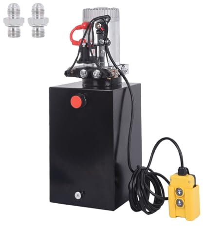 HOMIZEN 15L Doppeltwirkend Hydraulikaggregat Hydraulik Pumpe 12V 1600 W Kipper Anhänger Hydraulikpumpe für Gabelstapler, Hubarbeitsbühnen