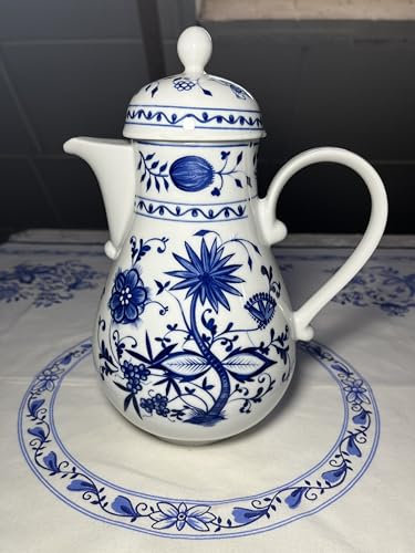 Zwiebelmuster Porzellan Kaffee-Tee-Kanne mit Deckel, 18 cm hoch Made in Kahla