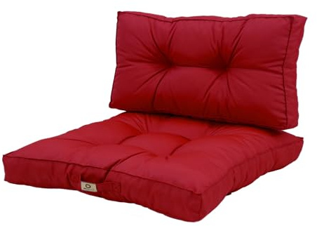 deco arts Coussins pour Salon de Jardin - Coussins extérieur - 60x60 cm - Coussin de Remplacement pour Fauteuil, Banc & Chaise d'extérieur - Imperméable, Confortable & capitonné - Rouge