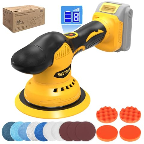 Cordless Polisher Kit for Dewalt 20V Battery (No Battery), 6 Brushless Dual Action Random Polishing Machine, 6 Variable Speed 5500 RPM, Orbital Polisher for