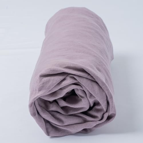 100% Natur Leinen Spannbettlaken - GOTS Zertifiziert - Spannbetttuch atmungsaktiv & temperaturregulierend, nachhaltig, weich, langlebig (Holunder, 180x200cm)