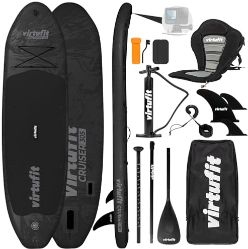 VirtuFit Supboard Cruiser 305 - Tabla de SUP hinchable - 305 x 76 x 15 cm - Con asiento de kayak, bomba, remo y accesorios - Estable y resistente hasta 180 kg
