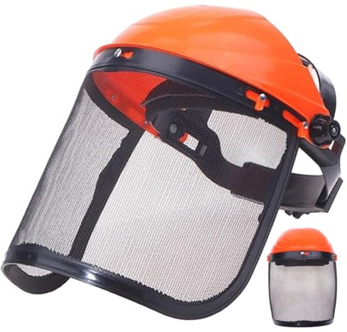Hbbgdiy Bouclier de visage complet en maille en acier réglable pour frotter les mauvaises herbes, masque de protection époustouflant respirant avec front éponge, grill sécurité pour le jardinage, le