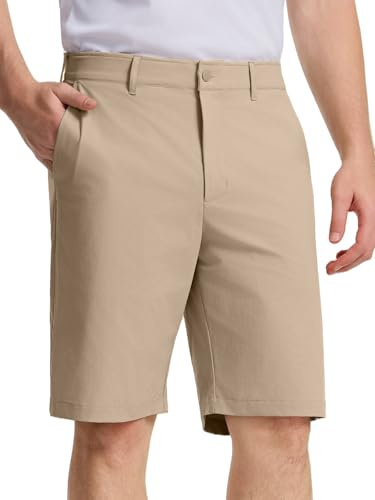 Gaiatiger Men's Golf Shorts Grip Waistband 4-Way Stretch Bermuda Shorts Lightweight Quick Dry Breathable with 4 Pockets（D3040-Khaki-36）
