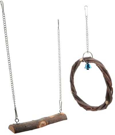 2 altalena per uccelli in legno per piccoli pappagalli e pappagalli ondulati da installare sicuro e durevole per accessori in gabbia