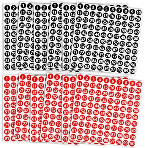 Etichette adesive numeriche 1000 Pezzi 10mm, Sticker Rotondi numerati in 2 Colori, Numeri Adesivi Piccoli per inventario, organizzazione, archiviazione, etichettatura Articoli, Ufficio, casa