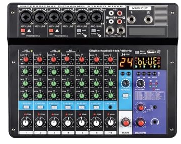 DJ-kontroller, 6-kanals professionell mixerkonsol ljudkort USB spela in DJ-ljudmixer