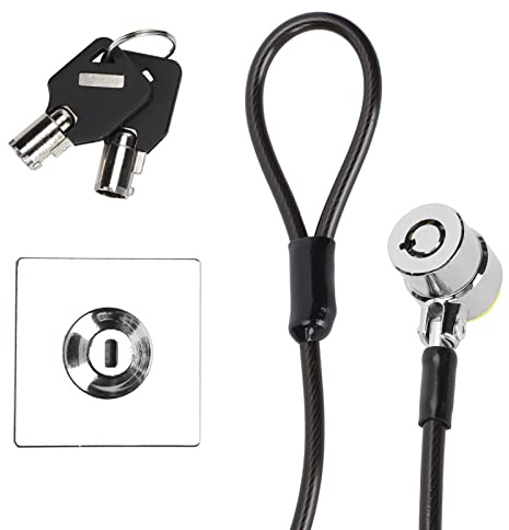 Naroote Cable de Seguridad para Candado para Computadora Portátil, Candado Antirrobo para Computadora, Cable de Seguridad de Acero Galvanizado de 2 M con Interfaz Giratoria de 180 Grados, Ideal para