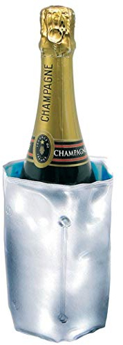 Fackelmann Funda Enfriadora de Botellas, Óptima para Botellas de Vino, Cava, Champán y Sidra, Collar Enfriador de Botellas con Tamaño Ajustable, 35x18cm, Color Gris, 1 ud.