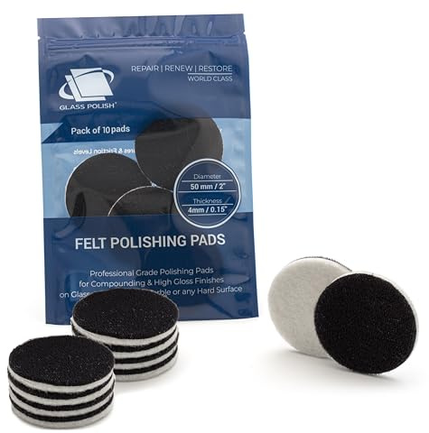 GLASS POLISH PRO Rayonfilt Polerrondeller 50 mm (2) 10-pack | För ceriumoxidpolering av glas, repborttagning, plast- och strålkastarrenovering, metall och klarlack