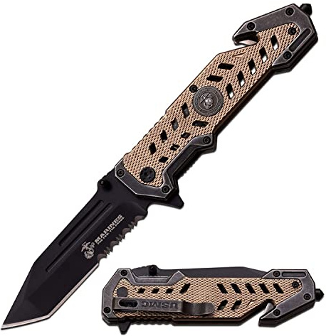 MTECH USA USMC Folding Pocket Knife USMCG10 Handle Sharp Tanto Blade Military Knives EGA Elite Survival Semper Fi