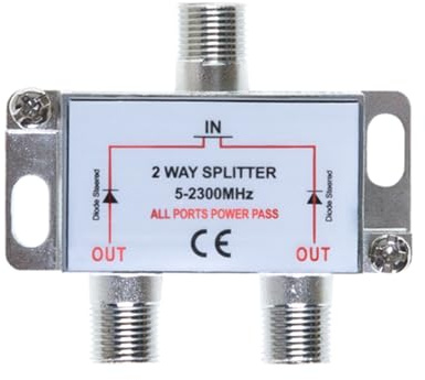 Cables Direct Online 2 Way Bi-Directional 5-2300 MHz Indoor and Outdoor Waterproof Coaxial Antenna Splitter for RG6 RG59 Coax Cable Satellite HDTV (2 Ports)