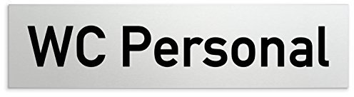 Türschilder24 Aluminium Türschild WC Personal 160 x 40 x 1,5mm (Oberfläche veredelt) • Selbstklebend