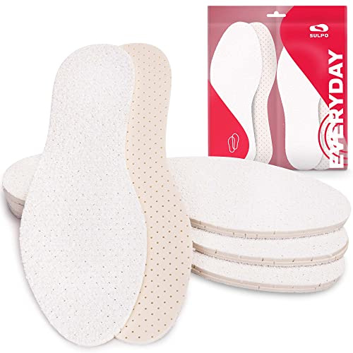 SULPO 4 par barfotasulor av 100 % bomull frotté med latexdämpning, innersulor mot svettfötter för fräscha fötter, skoinlägg, deodorantinlägg för kvinnor och män (43)
