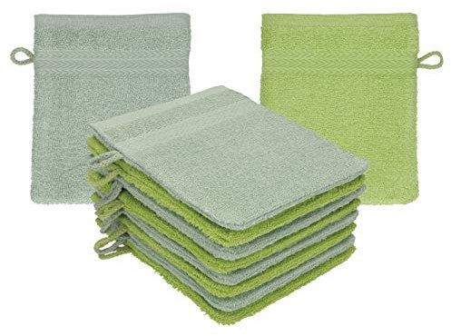 Betz paket med 10 tvättvantar premium 100 % bomull 16 x 21 cm höggrön – avokado grön