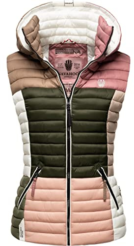 Navahoo Gilet matelassé léger pour femme avec capuche amovible Style Shadaa Multiculte XS à 3XL, Multicolour Naturals, M