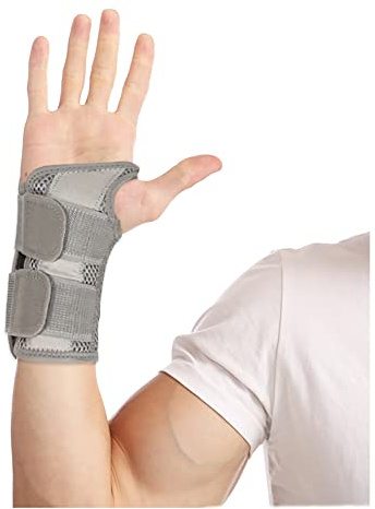 HMCEY Bandage Poignet avec Maintien, Support Poignet Réglable et Respirant, Stabilisation Confortable pour Sport, Travail et Usage Quotidien (Droite,Gris,S)