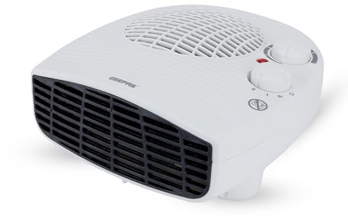 GEEPAS Portable Flat Fan Heater 2000W | Low Running Cost with 2 Heat Settings 1000-2000W Overheat Protection | Upright/Flatbed Energy Efficient Heater with Cooling/Warm/Hot Wind Option | 2 Yr Warranty