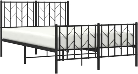 vidaXL Sängram med huvudgavel och fotgavel svart metall 120x190 cm, säng, metallsäng, metall sängram, sängar, metallsängar, metall sängramar, gästsäng