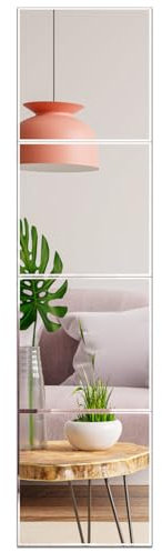 RLAVBL 4 Stück Spiegelfliesen 28 x 28 cm, Glas Wandspiegel geeignet für Wohnzimmer, Badezimmer, Schlafzimmer