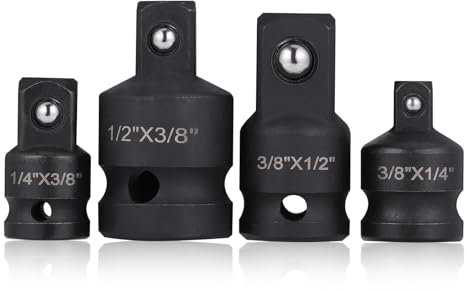 Yimomoyi Juego de 4 Adaptadores y Reductores de Vasos de Impacto, Adaptador de Llave de Vaso 1/2 a 3/8, 3/8 a 1/2, 3/8 a 1/4, 1/4 a 3/8 Llave de Carraca Adaptador Adaptadores de llave de Tubo