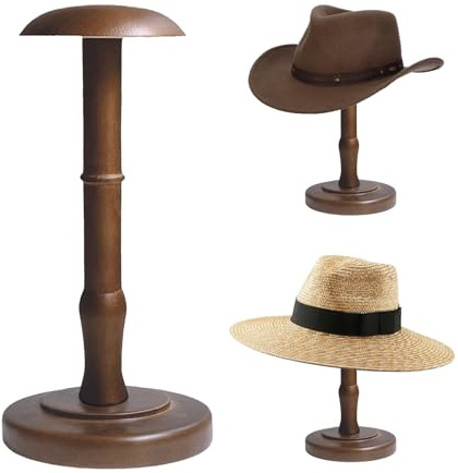TINGSING Vintage hattställ stativ rustik brun hatt visningsstativ bordsskiva keps organiserare cowboyhattar hållare peruk och hjälmstativ för garderob, heminredning, stor