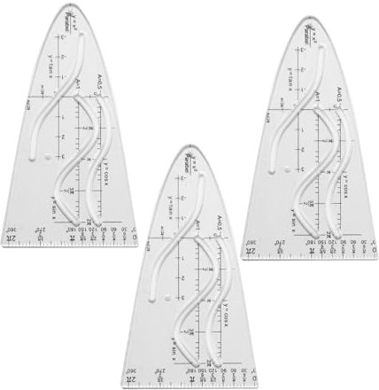 Parabelschablone Mathe, 3 Stück Kurvenschablone, Parabel Lineal, Parabel Zeichenschablone, Geometrie Kurvenschablone Lineal, Für Studenten Büro Designer Malerei, Cosinus Tangens