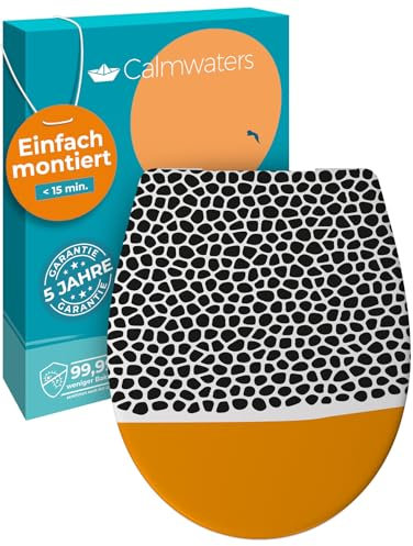 Calmwaters® WC Sitz Motiv Animal Print einfache Montage, Toilettendeckel bis 250 kg, Made in EU, antibakterieller Duroplast, Absenkautomatik, 2 Montage Optionen, abnehmbar, Klobrille, oval
