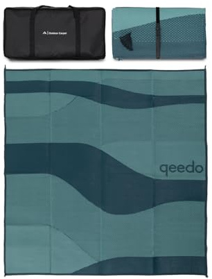 qeedo Outdoor Carpet (230 x 230 cm) - Awning carpet incl. pegs and carry bag - Underlay for tents, pools, motorhomes, awnings