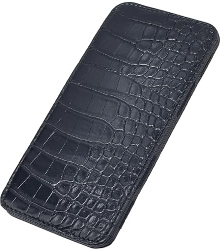 CALFOVERA Étui de Rangement pour Cartes de Visite en Cuir PU Gaufré Crocodile Porte Cartes de Crédit Portable Noir Réutilisable Blocage RFID Protection D'Identité Pochette Portefeuille pour Hommes