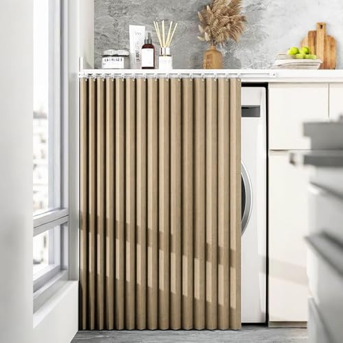 Cortinas Plegables Personalizables para armarios de Cocina, Ideales para armarios sin Puerta-Light Brown- W90cmxH60cm